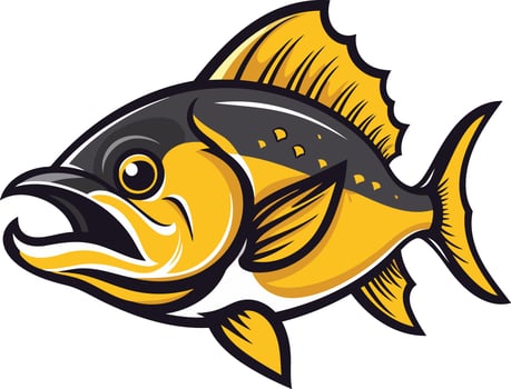 Cartoon Illustration of a Yellow and Black Fish vector