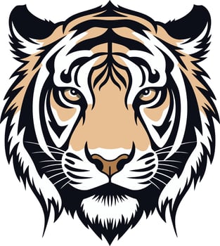 Tiger Head with a Bold and Intense Look vector