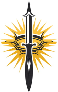 Stylized Dagger with Sunburst vector