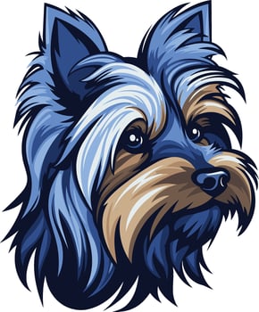 Yorkshire Terrier Portrait with Blue Fur vector