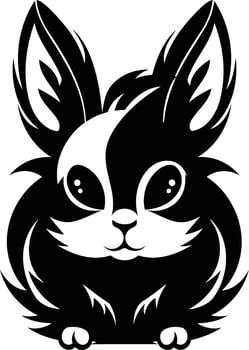 A black and white bunny with big eyes vector