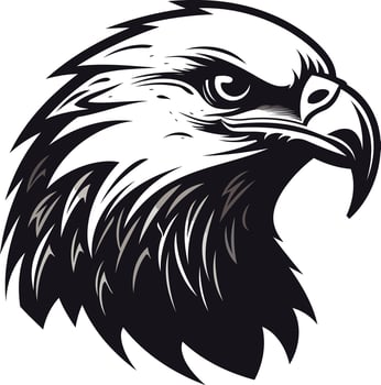Eagle Head Illustration in Black and White vector