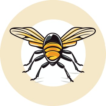 Cartoon Illustration of a Yellow and Black Bee vector