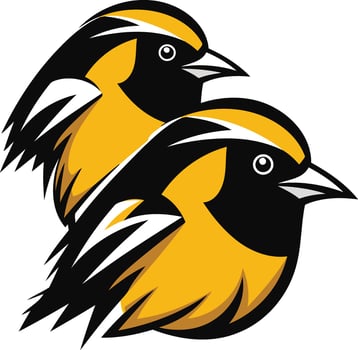 Two Yellow Birds in a Cartoon Style vector