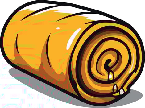 Cartoon Rolled Up Yellow Blanket vector