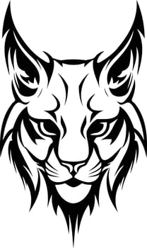 Intricate black and white lynx head tattoo design vector