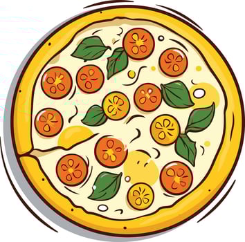 Delicious Pizza with Tomatoes and Basil vector
