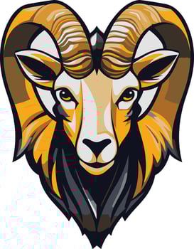 A Powerful Ram Head with Bold Horns vector