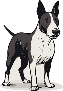 Black and White Bull Terrier Illustration vector