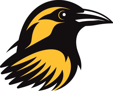 Stylized Bird with Yellow and Black Feathers vector