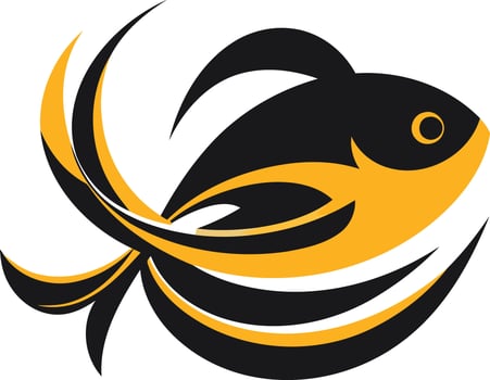 Abstract Fish Illustration in Black and Gold vector