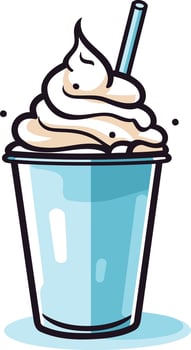 Whipped Cream Milkshake with a Straw vector