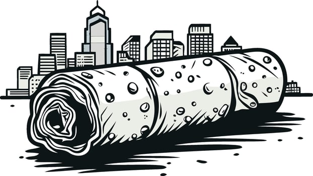 Cityscape with a Wet Roll of Material vector