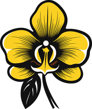 Yellow Orchid with Black Outline vector