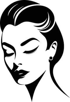 Elegant black and white illustration of a woman s face with closed eyes, perfect for beauty, fashion, or minimalist designs vector