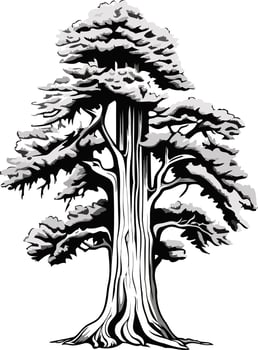 Black and White Illustration of a Tall Tree vector