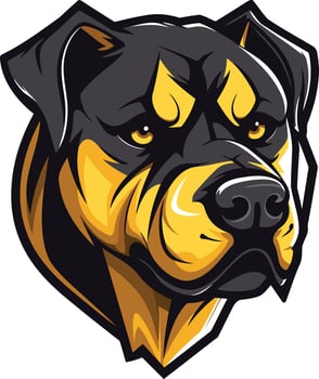 Fierce and powerful rottweiler head illustration, perfect for sports teams, clothing brands, and other bold designs vector