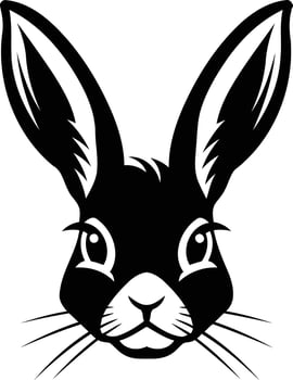 A bold and simple black and white illustration of a rabbit's face, perfect for branding, logos, and design projects vector