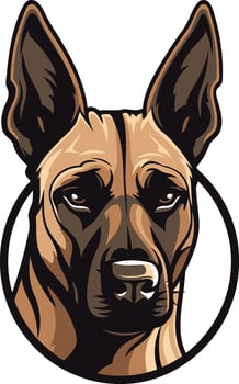 Belgian malinois dog head illustration vector