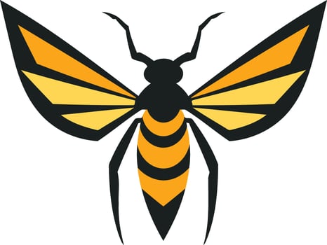 A black and yellow insect with wings vector