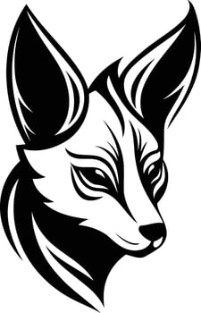 A fierce and stylish black and white illustration of a fox's head, perfect for creating logos, tattoos, and other designs vector