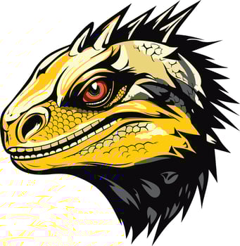 Yellow and Black Dragon Head Illustration vector