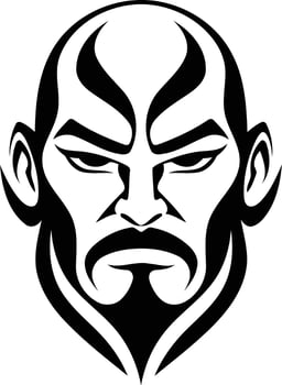 A black and white image of a man with a beard vector