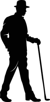 A simple silhouette of a man walking with a cane vector