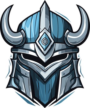 Blue and Silver Viking Helmet Illustration vector