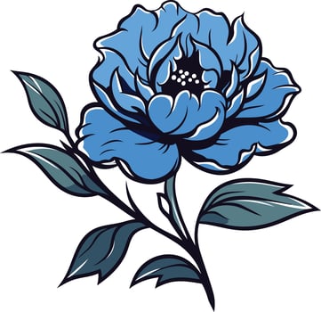 Blue Peony Flower Illustration vector