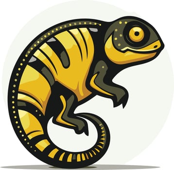 Cartoon Illustration of a Yellow and Black Lizard vector