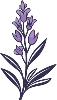Purple Flower with Green Leaves Illustration vector