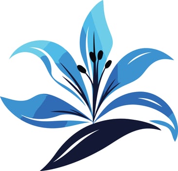 Blue Lily with Dark Green Leaf vector