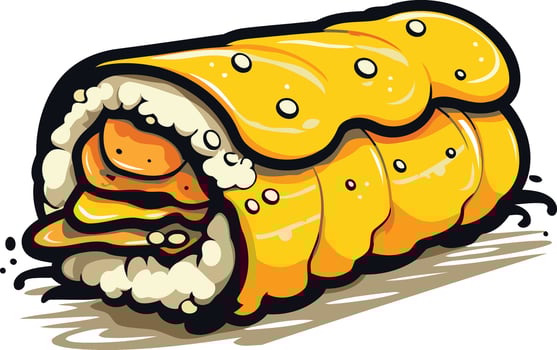 Cartoon Illustration of a Sushi Roll vector