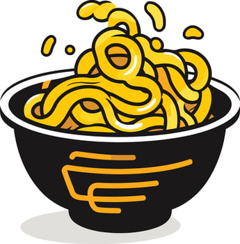 Cartoon Illustration of a Bowl of Noodles vector