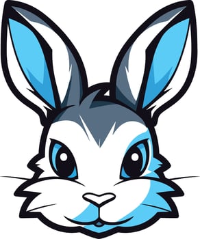 Cute Cartoon Bunny with Blue Ears vector