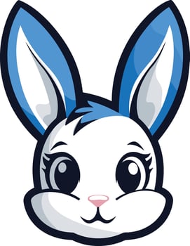 Cute Cartoon Bunny with Blue Ears vector