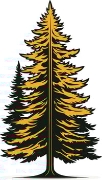 Tall Evergreen Tree with Golden Branches vector