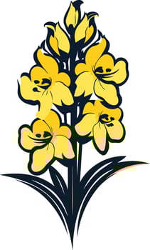 Yellow Flowers with Dark Blue Stems vector
