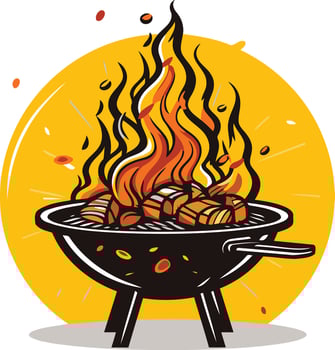 Barbecue Grill with Flaming Charcoal vector