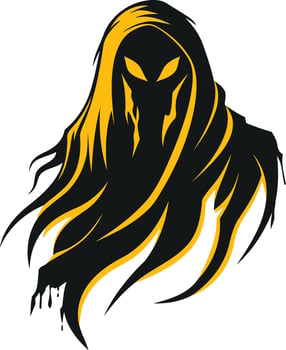 Black and Yellow Ghost Illustration vector
