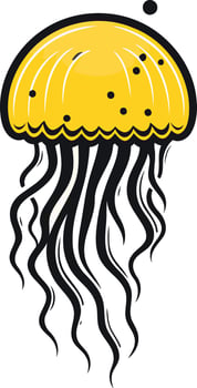 Yellow Jellyfish with Black Tentacles vector