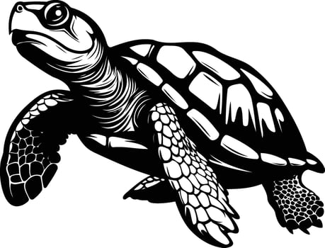 Black and white illustration of a turtle, perfect for tattoo designs, logos, or any project needing a cool and vintage feel vector