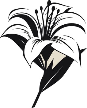 Black and White Illustration of a Lily Flower vector