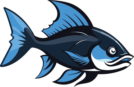 Cartoon Illustration of a Blue Fish vector