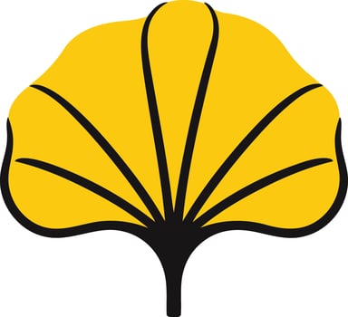 Stylized Ginkgo Leaf with Yellow and Black Colors vector