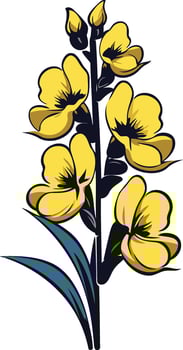 Yellow Flowers with Blue Stem on White Background vector