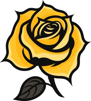 Yellow Rose with a Single Leaf vector