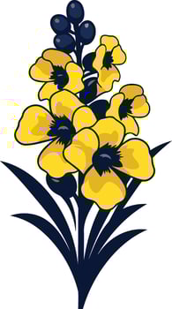 Yellow Flower Bouquet with Dark Blue Leaves vector