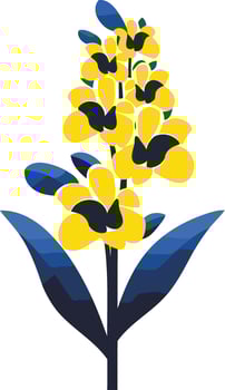 Yellow Flowers with Blue Leaves vector